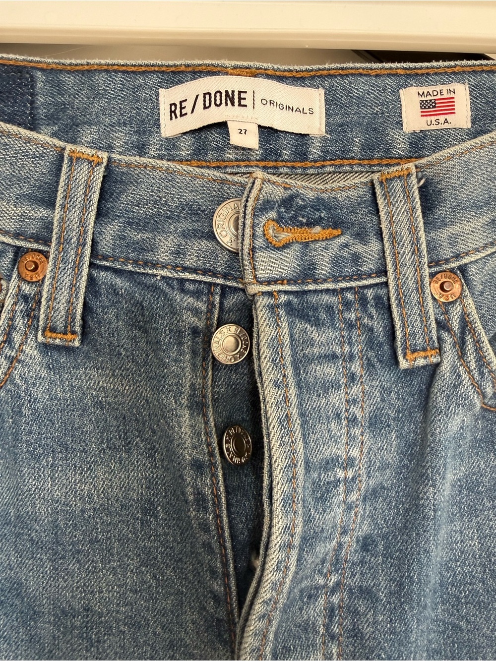 Re/Done Light Blue High-Rise Button-Fly Jeans